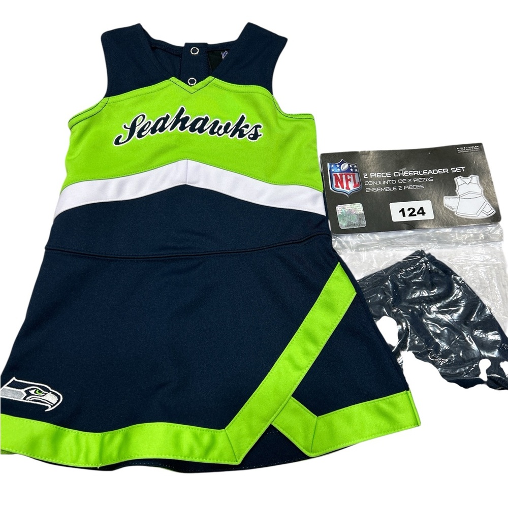 NFL Seahawks Girls Navy & Lime Cheer Dress 2 T